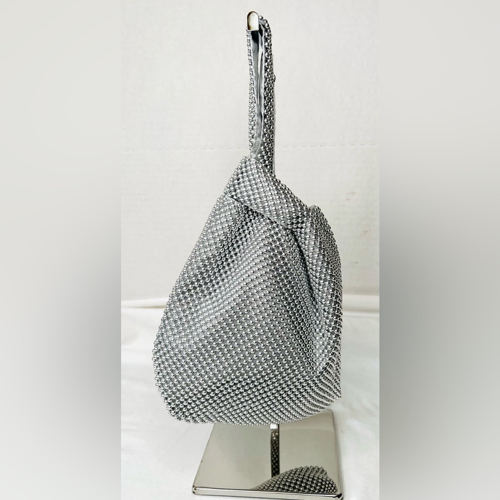 Jessica McClintock Silver Logan Beaded Evening Bag, NWT